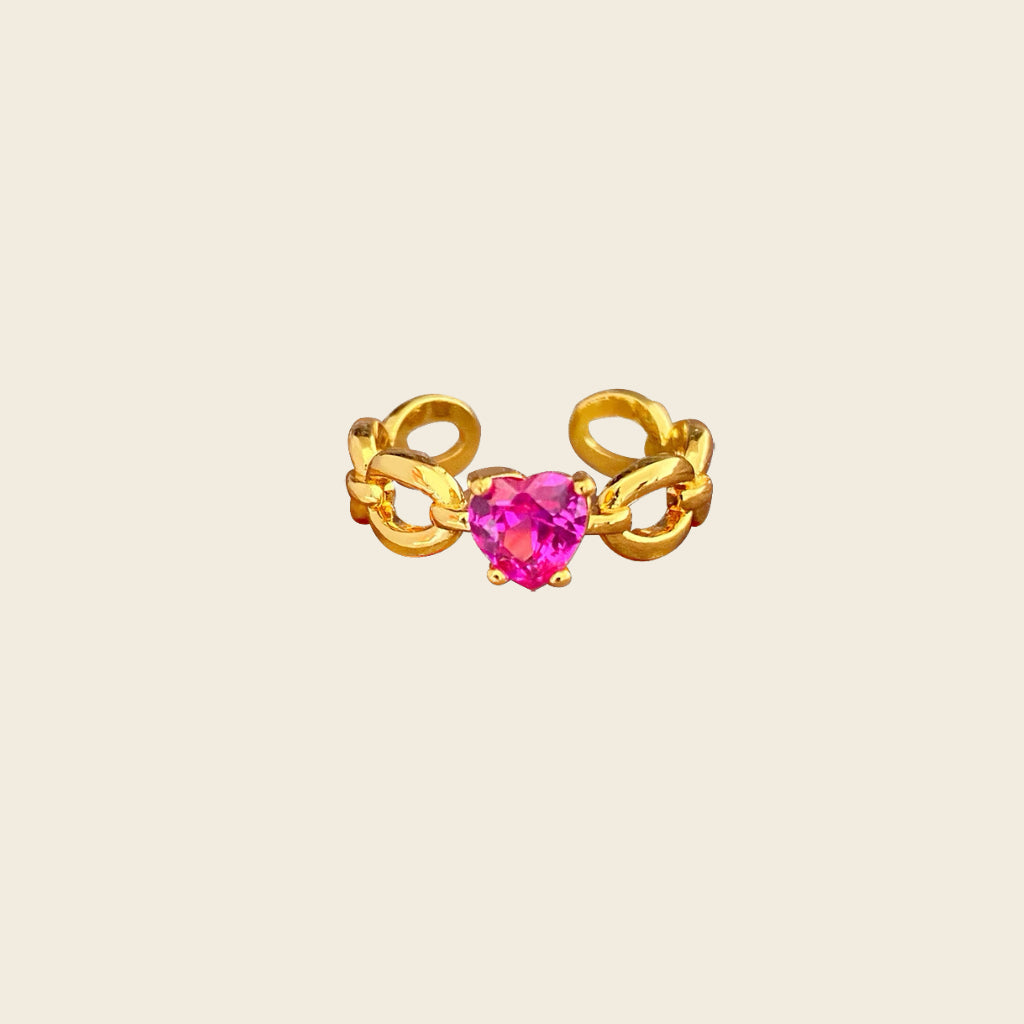 Pinky Swear - Pink Heart Zircon Open Ring