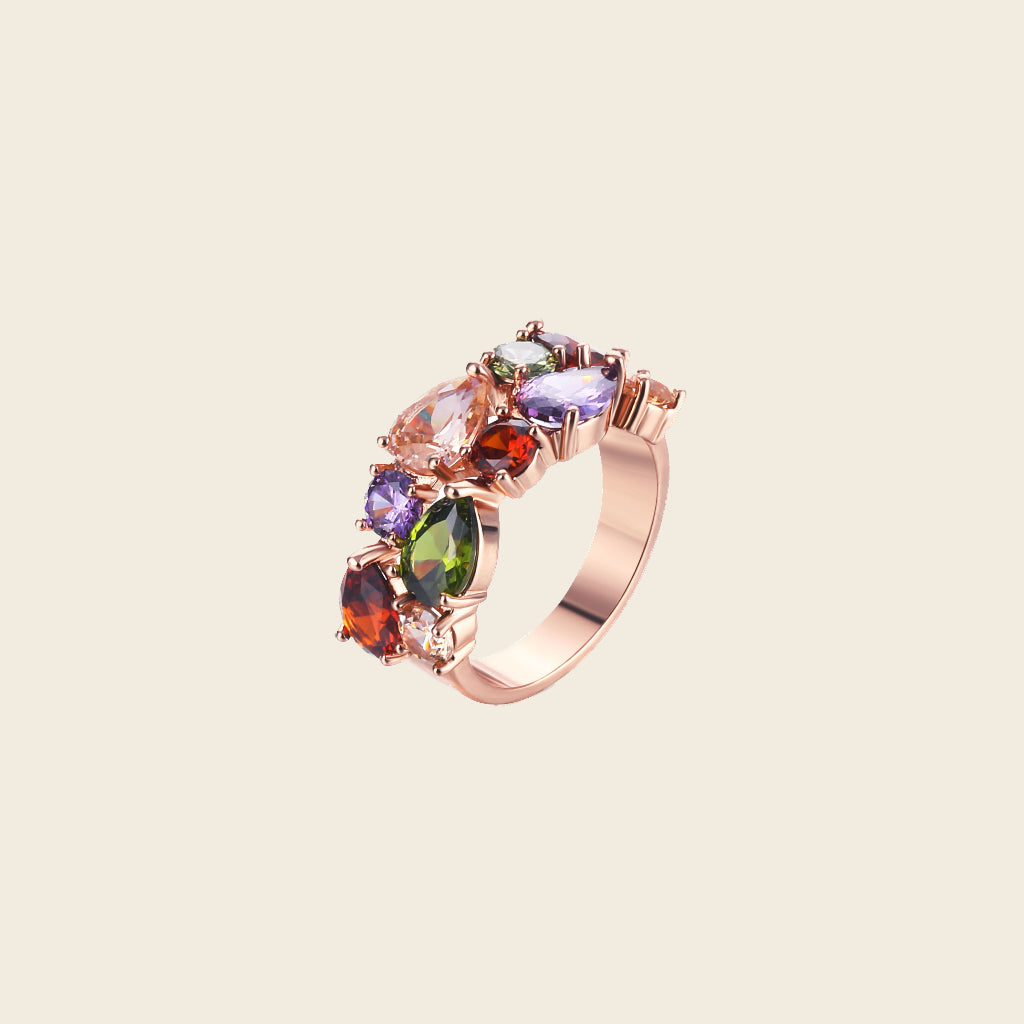 Mona Lisa - Rainbow Color Zircon Rose Gold Plated Ring