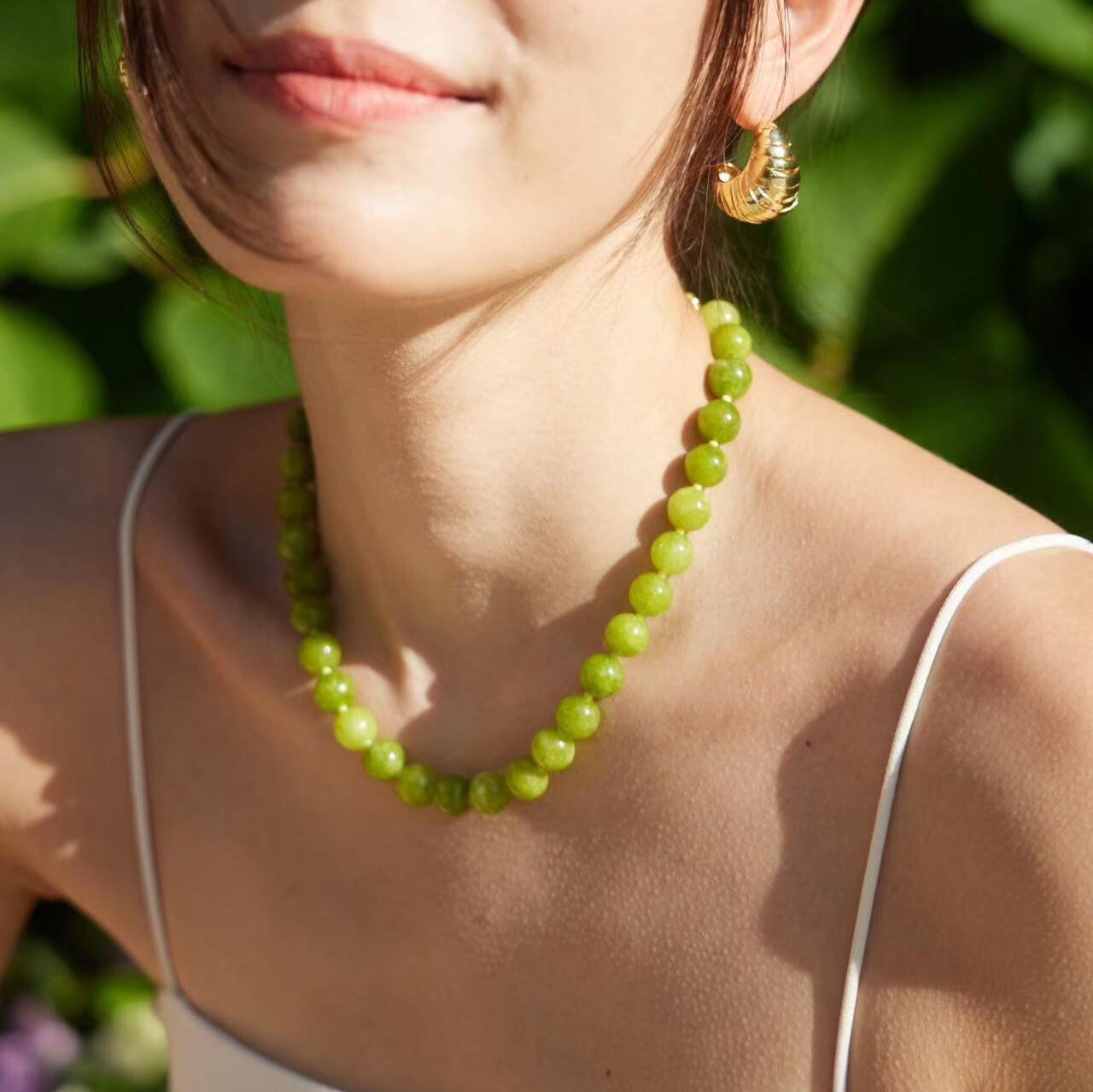 Emerald-Green Glow Beaded Necklace