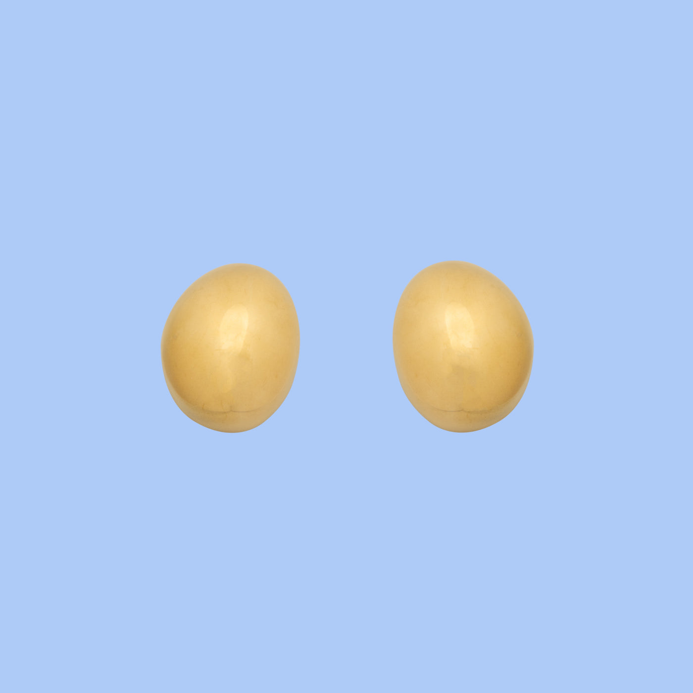 Oval - Large Gold Egg Stud Earrings