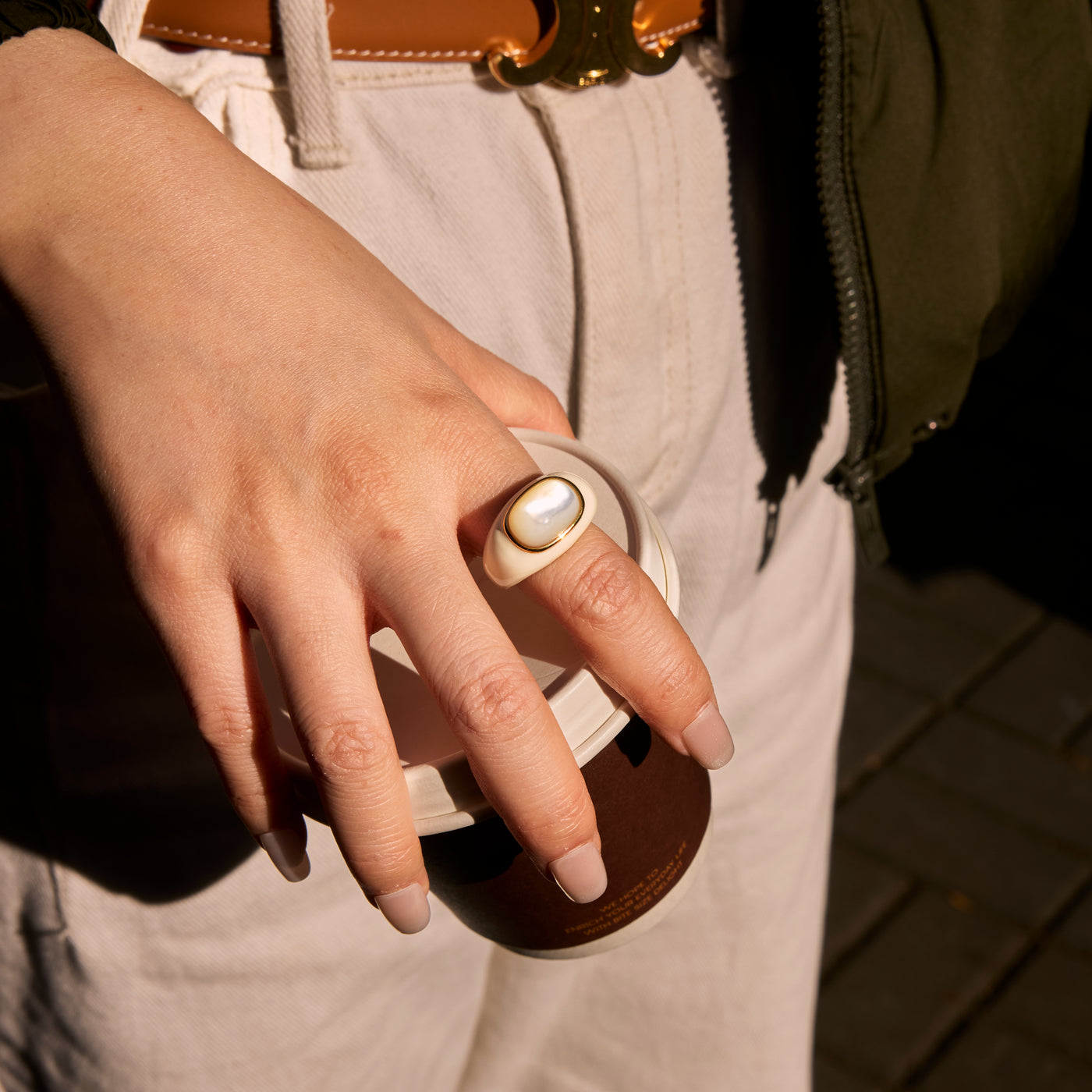 Nova - White Mother-of-Pearl Bold Ring