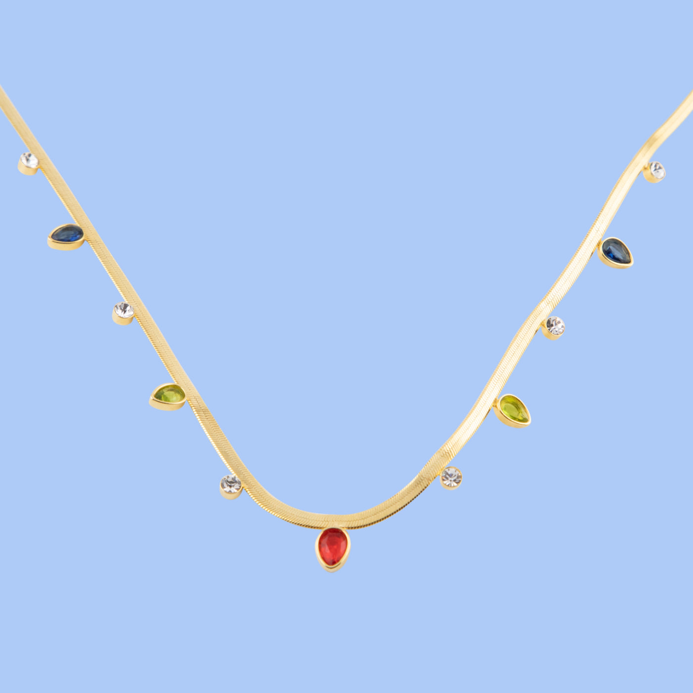 Byzantium- 14k Plated Colorful Gemstone Necklace for Women