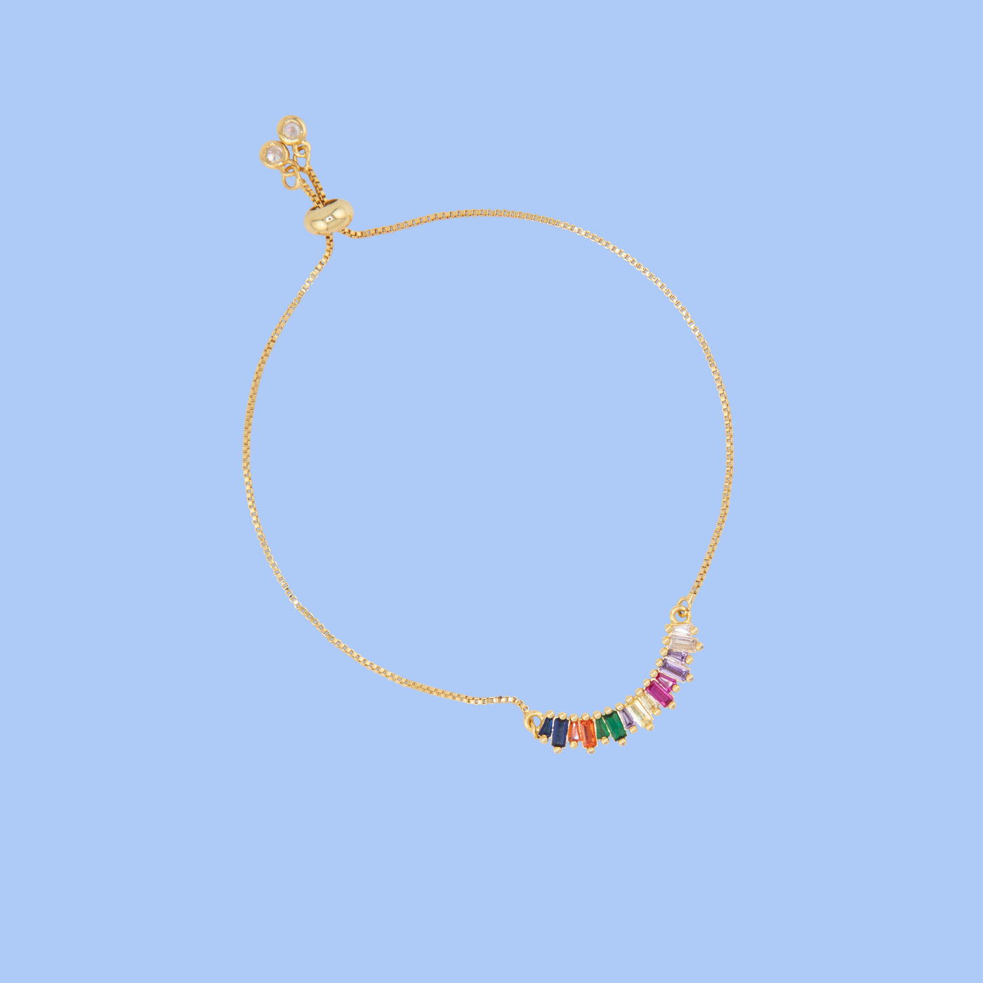 Over The Rainbow-14K Gold Plated Colored Tennis Bracelet for Women