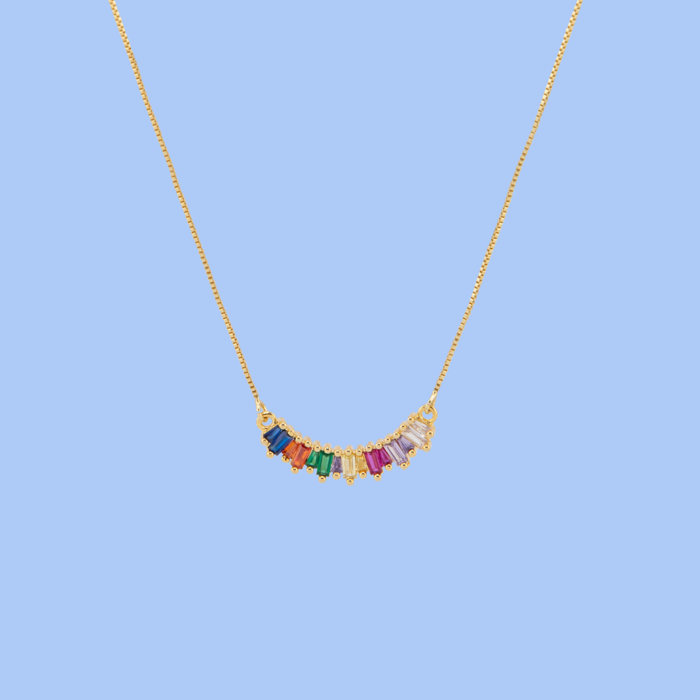 Rainbow-14K Gold Plated Colored Tennis Necklace for Women