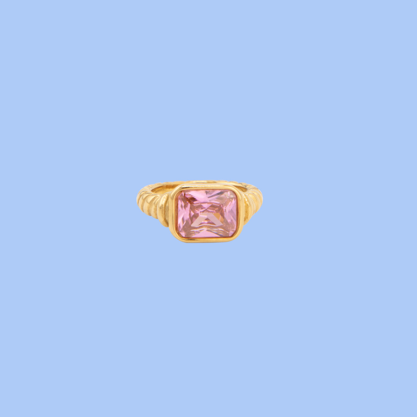 Hard Candy-18k Gold Plated Gemstone Chunky Ring for Women