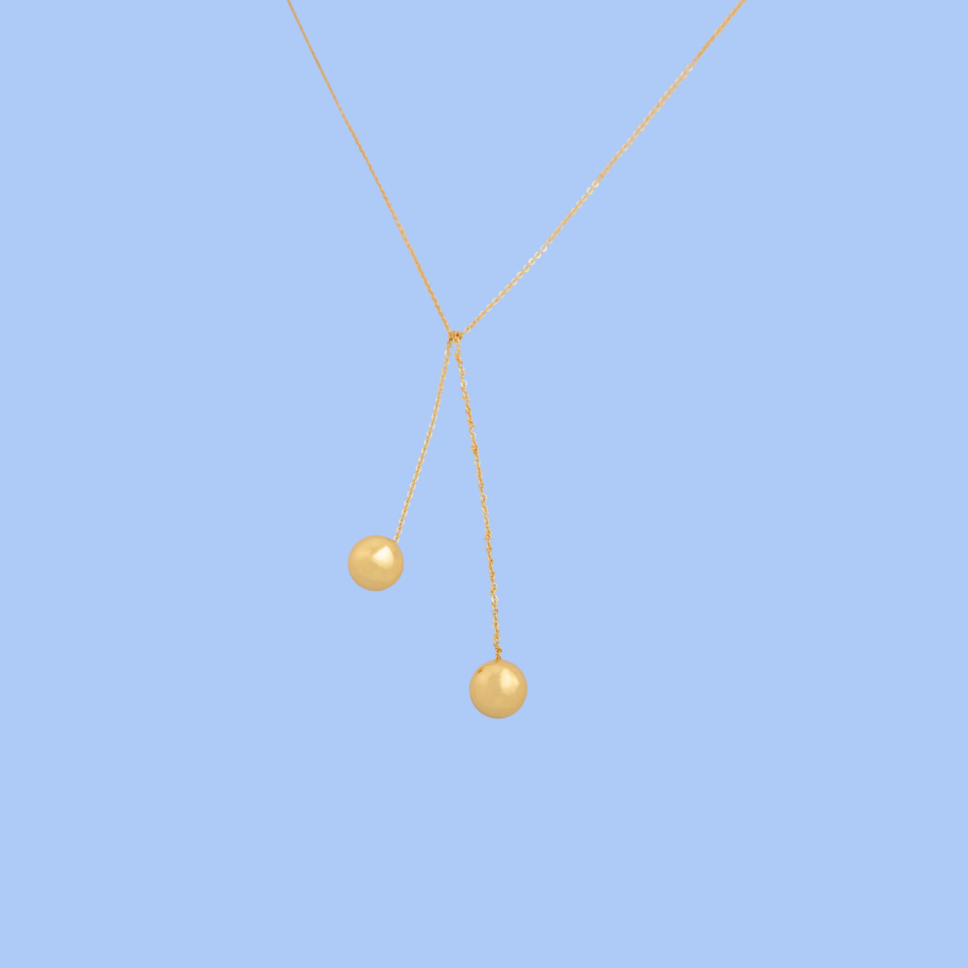 Twins - Adjustable Sphere 14K Gold Plated Chain Necklace