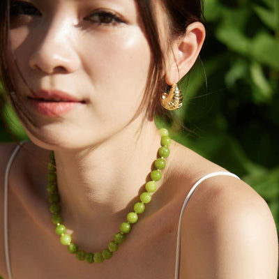 Emerald-Green Glow Beaded Necklace