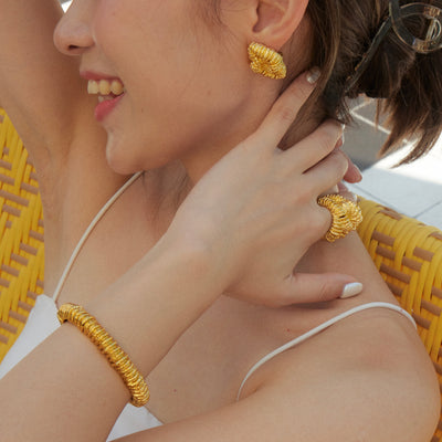 VOLCANO - VINTAGE GOLD TEXTURED LAVA EARRINGS