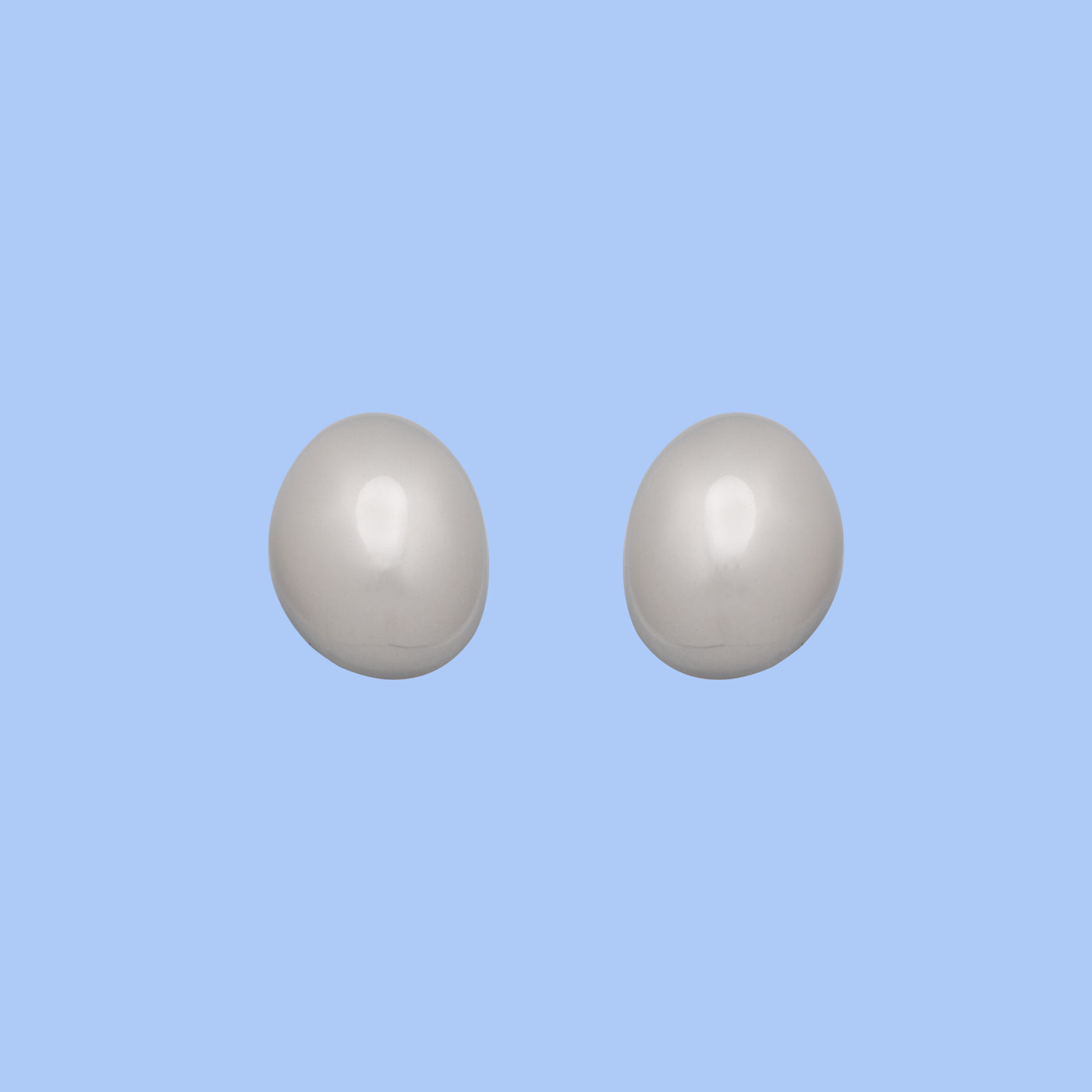 Oval - Large Silver Egg Stud Earrings