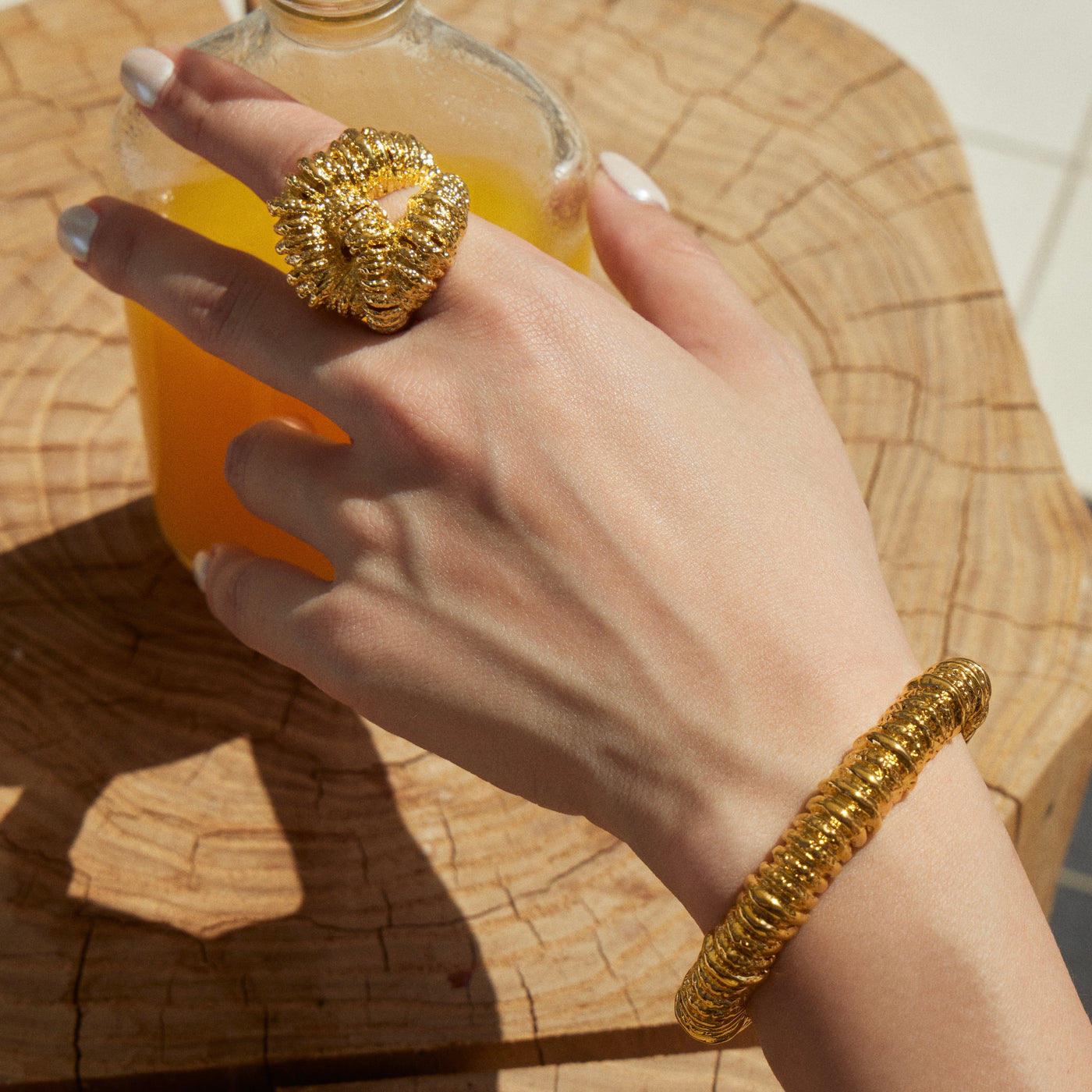 VOLCANO - VINTAGE GOLD TEXTURED LAVA BANGLE