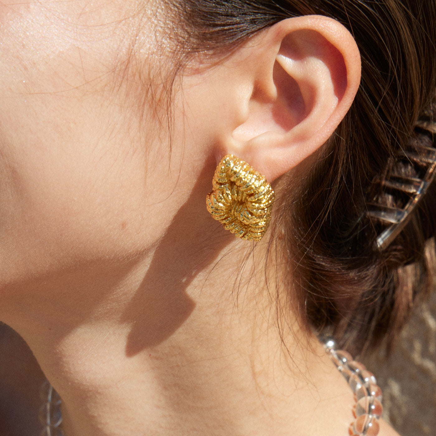 VOLCANO - VINTAGE GOLD TEXTURED LAVA EARRINGS