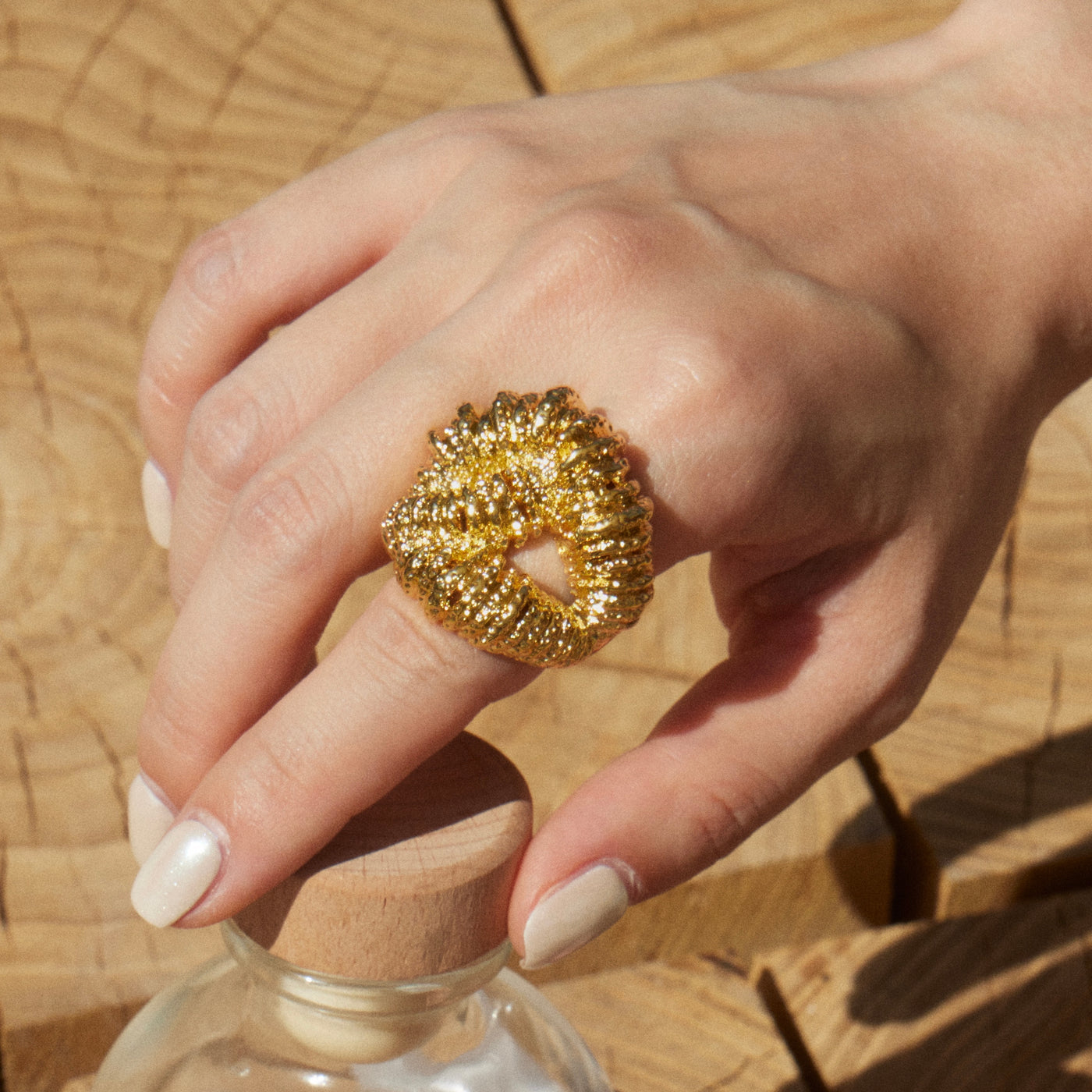 Volcano - Vintage Gold Textured Lava Ring